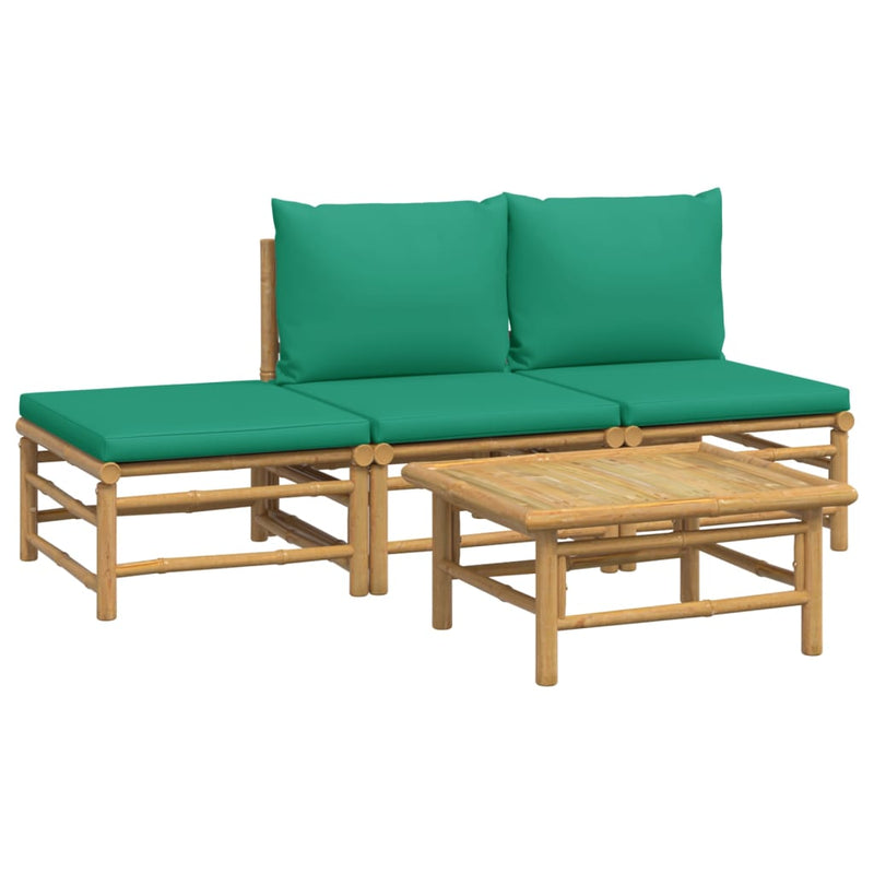 4_Piece_Garden_Lounge_Set_with_Green_Cushions__Bamboo_IMAGE_3_EAN:8720845744991