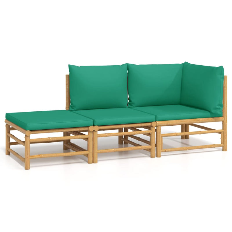 3_Piece_Garden_Lounge_Set_with_Green_Cushions__Bamboo_IMAGE_2_EAN:8720845745004
