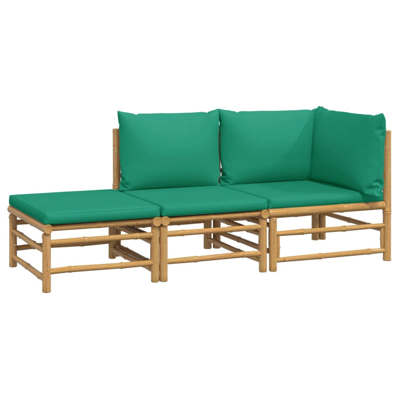 3_Piece_Garden_Lounge_Set_with_Green_Cushions__Bamboo_IMAGE_3_EAN:8720845745004