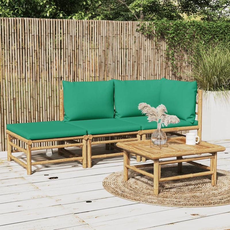 3_Piece_Garden_Lounge_Set_with_Green_Cushions__Bamboo_IMAGE_1_EAN:8720845745004