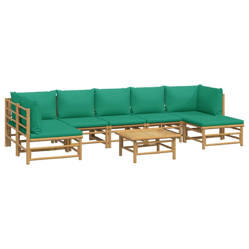 8_Piece_Garden_Lounge_Set_with_Green_Cushions__Bamboo_IMAGE_3_EAN:8720845745028