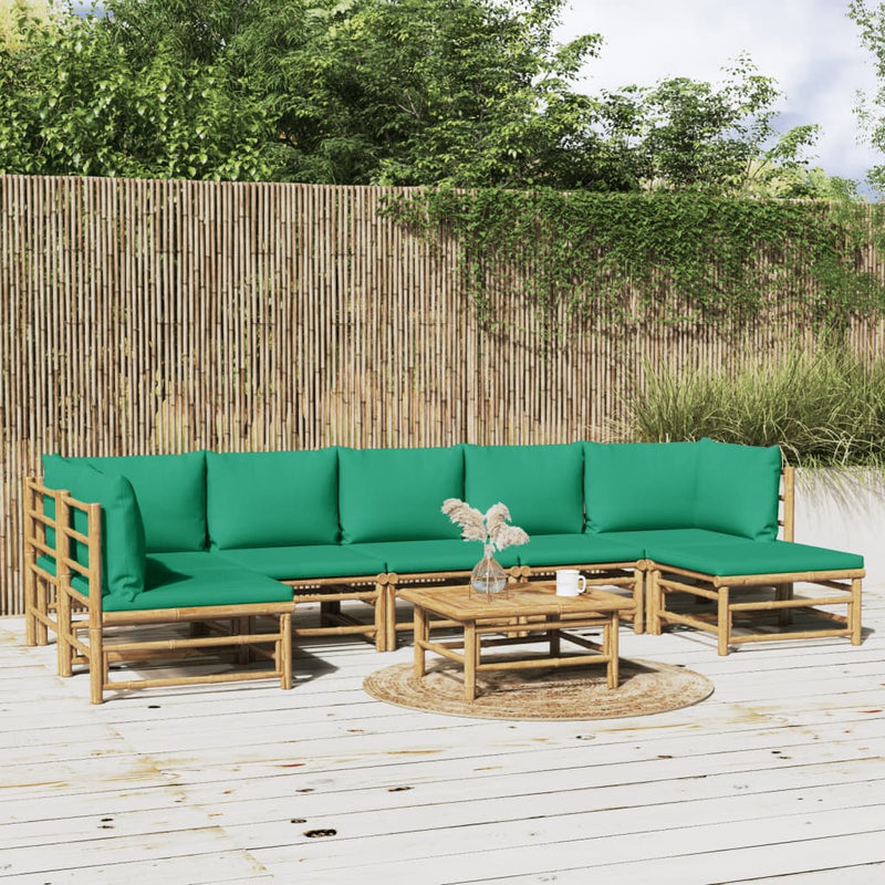 8_Piece_Garden_Lounge_Set_with_Green_Cushions__Bamboo_IMAGE_1_EAN:8720845745028