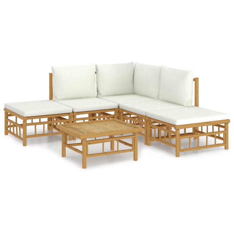 6_Piece_Garden_Lounge_Set_with_Cream_White_Cushions__Bamboo_IMAGE_2_EAN:8720845745035