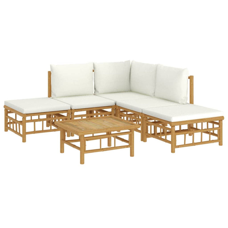 6_Piece_Garden_Lounge_Set_with_Cream_White_Cushions__Bamboo_IMAGE_3_EAN:8720845745035
