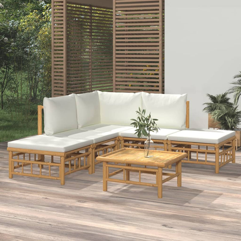 6_Piece_Garden_Lounge_Set_with_Cream_White_Cushions__Bamboo_IMAGE_1_EAN:8720845745035