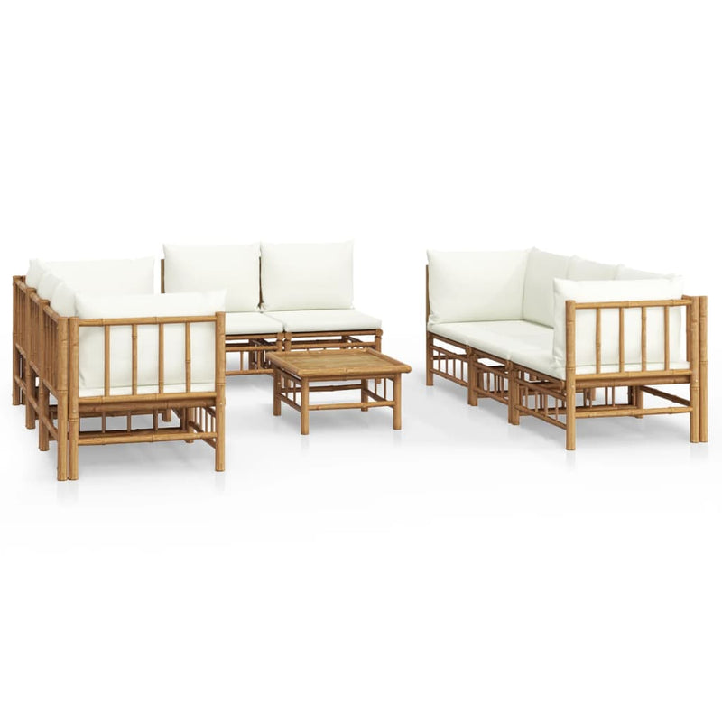 9_Piece_Garden_Lounge_Set_with_Cream_White_Cushions__Bamboo_IMAGE_2_EAN:8720845745158