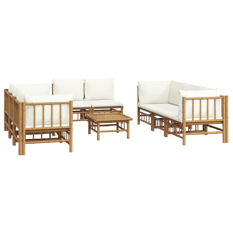 9_Piece_Garden_Lounge_Set_with_Cream_White_Cushions__Bamboo_IMAGE_3_EAN:8720845745158