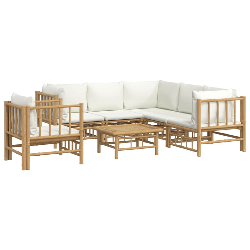 7_Piece_Garden_Lounge_Set_with_Cream_White_Cushions__Bamboo_IMAGE_3_EAN:8720845745172