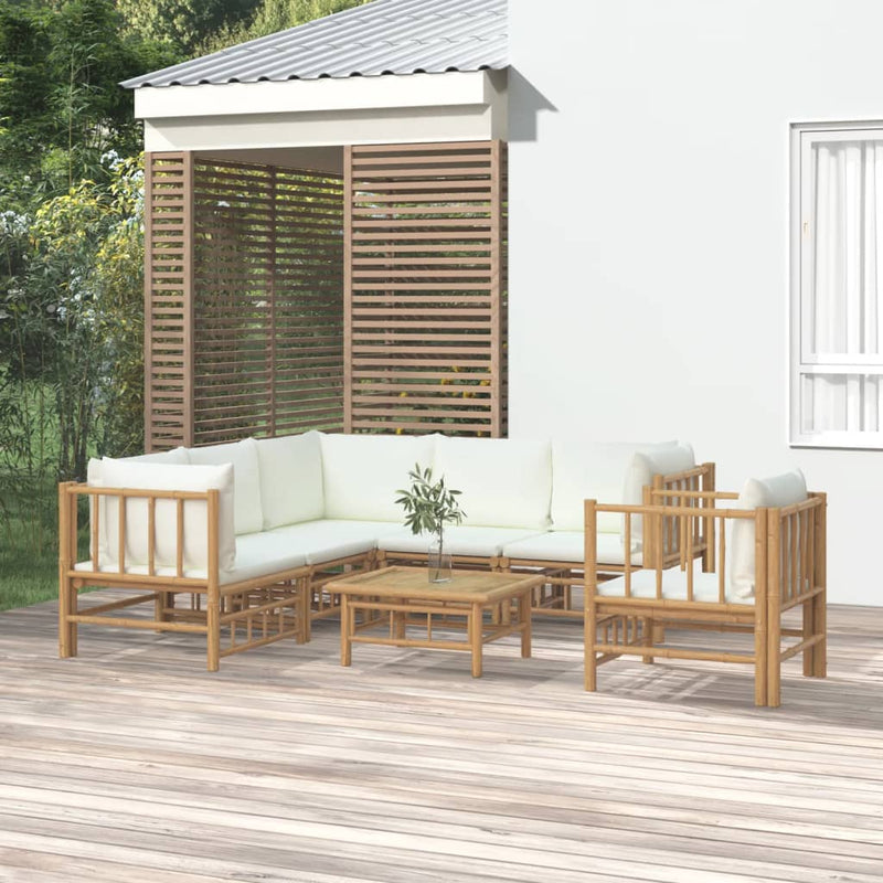 7_Piece_Garden_Lounge_Set_with_Cream_White_Cushions__Bamboo_IMAGE_1_EAN:8720845745172