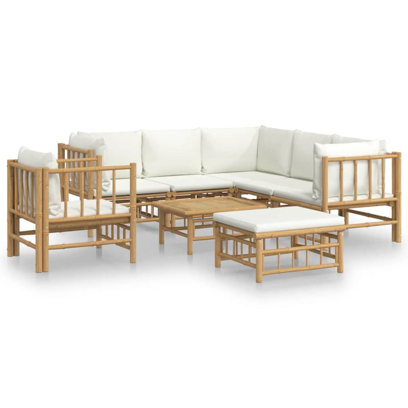 8_Piece_Garden_Lounge_Set_with_Cream_White_Cushions__Bamboo_IMAGE_2_EAN:8720845745189