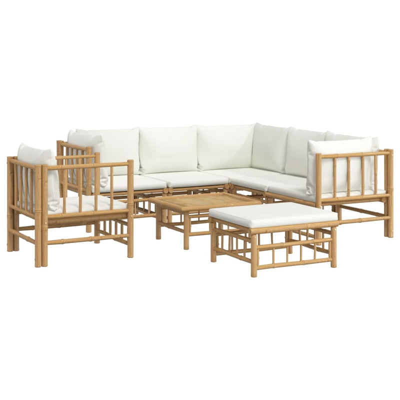 8_Piece_Garden_Lounge_Set_with_Cream_White_Cushions__Bamboo_IMAGE_3_EAN:8720845745189