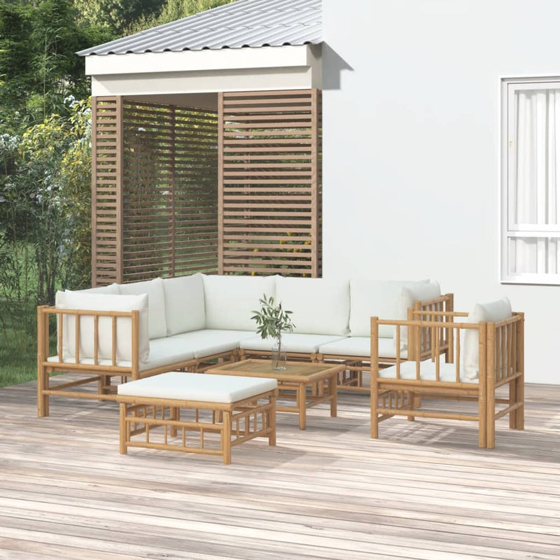 8_Piece_Garden_Lounge_Set_with_Cream_White_Cushions__Bamboo_IMAGE_1_EAN:8720845745189