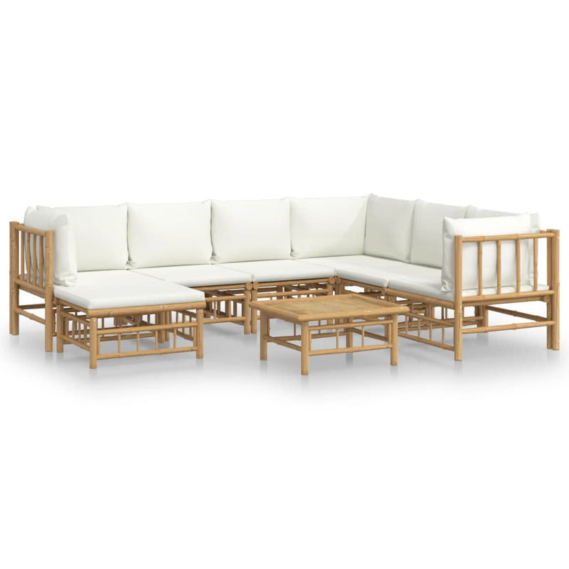 8_Piece_Garden_Lounge_Set_with_Cream_White_Cushions__Bamboo_IMAGE_2_EAN:8720845745196