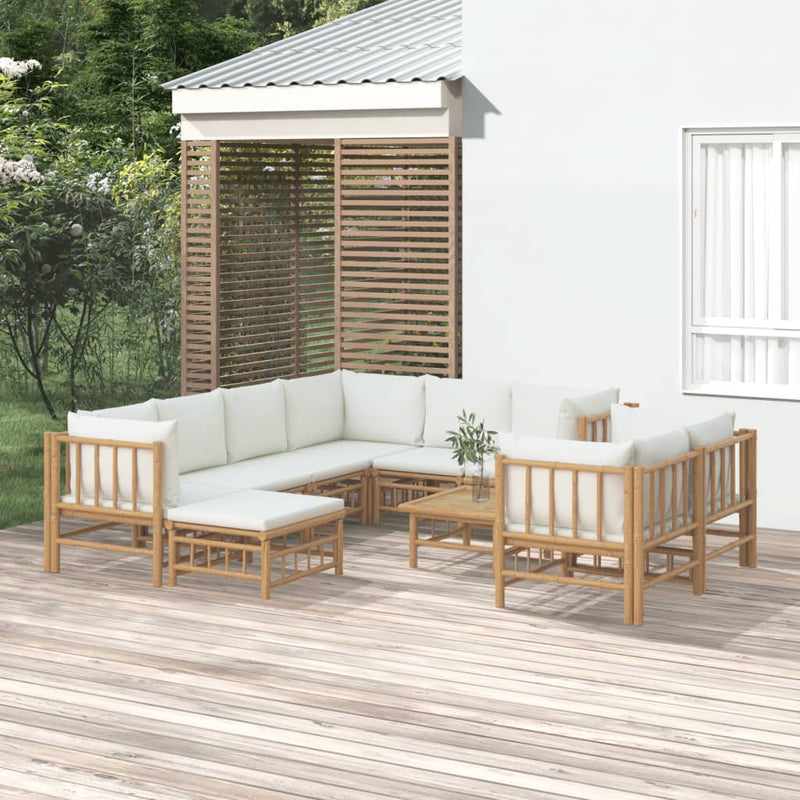 10_Piece_Garden_Lounge_Set_with_Cream_White_Cushions__Bamboo_IMAGE_1_EAN:8720845745202
