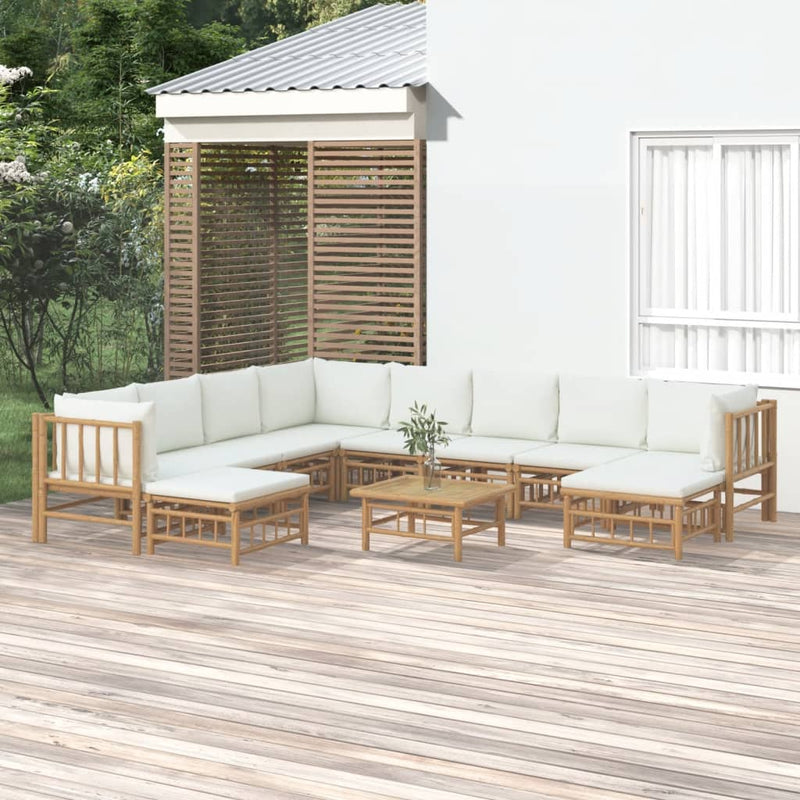 11_Piece_Garden_Lounge_Set_with_Cream_White_Cushions__Bamboo_IMAGE_1_EAN:8720845745219