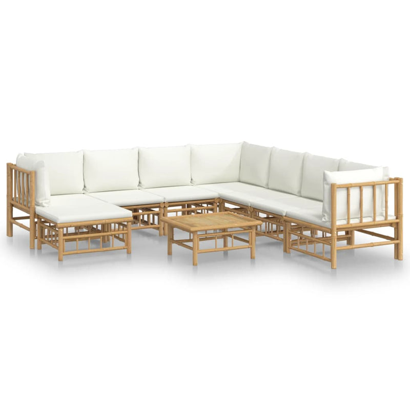 9_Piece_Garden_Lounge_Set_with_Cream_White_Cushions__Bamboo_IMAGE_2_EAN:8720845745240