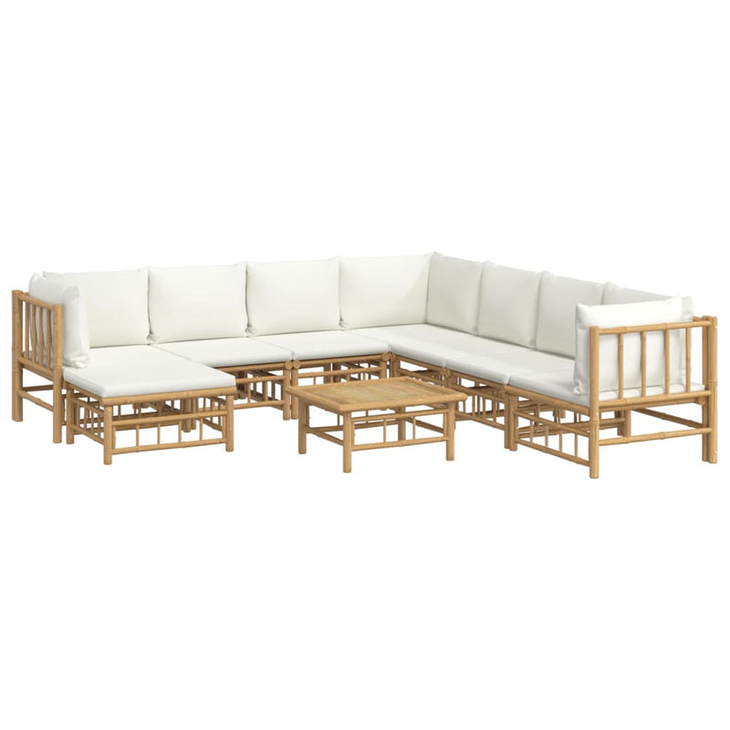 9_Piece_Garden_Lounge_Set_with_Cream_White_Cushions__Bamboo_IMAGE_3_EAN:8720845745240