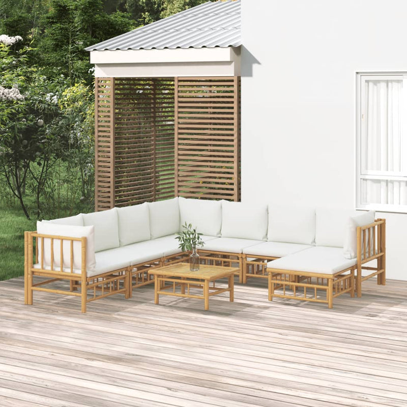 9_Piece_Garden_Lounge_Set_with_Cream_White_Cushions__Bamboo_IMAGE_1_EAN:8720845745240