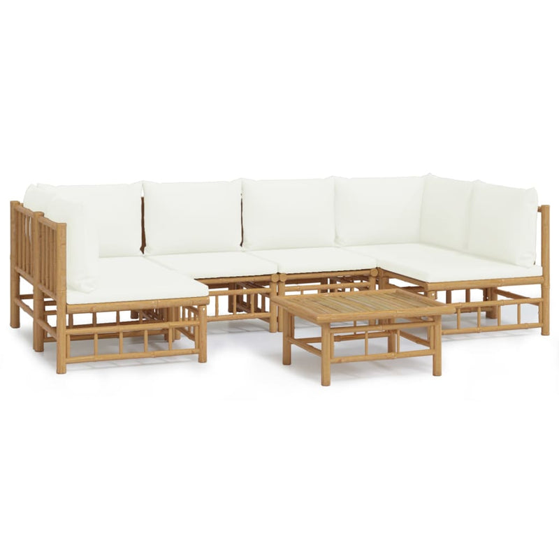 7_Piece_Garden_Lounge_Set_with_Cream_White_Cushions__Bamboo_IMAGE_2_EAN:8720845745264