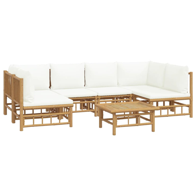 7_Piece_Garden_Lounge_Set_with_Cream_White_Cushions__Bamboo_IMAGE_3_EAN:8720845745264