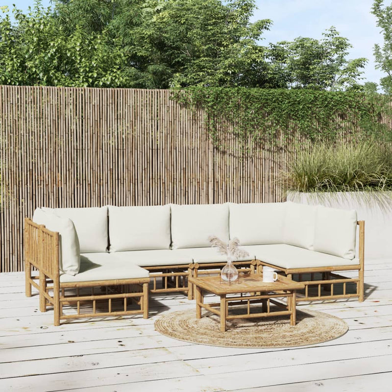 7_Piece_Garden_Lounge_Set_with_Cream_White_Cushions__Bamboo_IMAGE_1_EAN:8720845745264