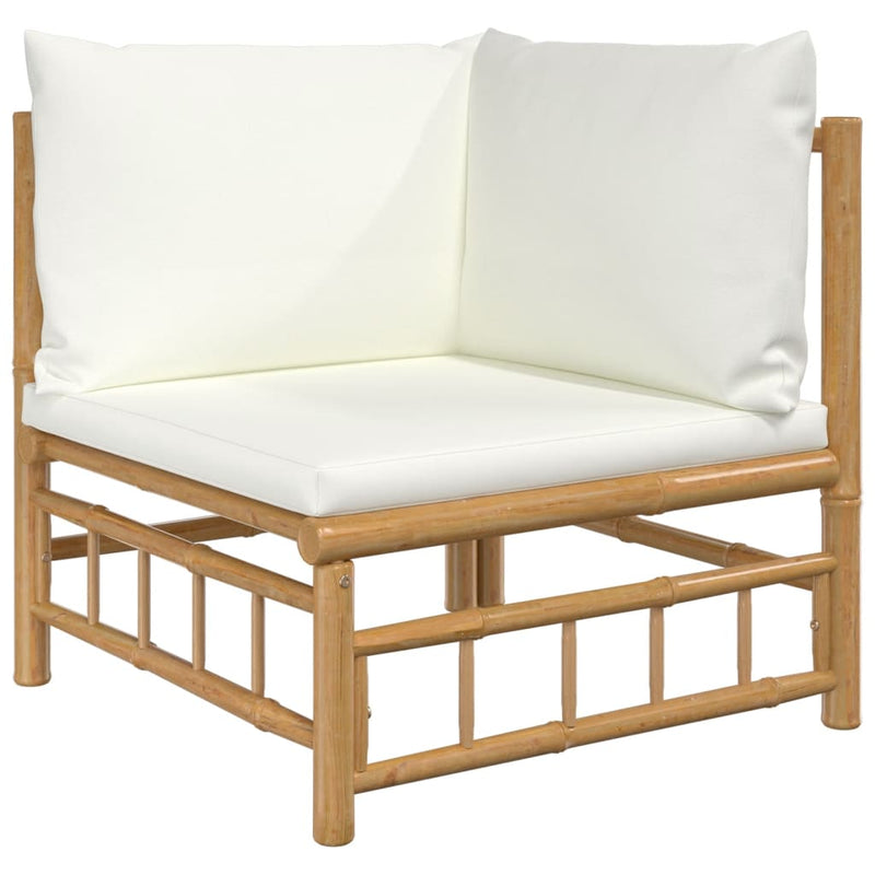 6 Piece Garden Lounge Set with Cream White Cushions  Bamboo
