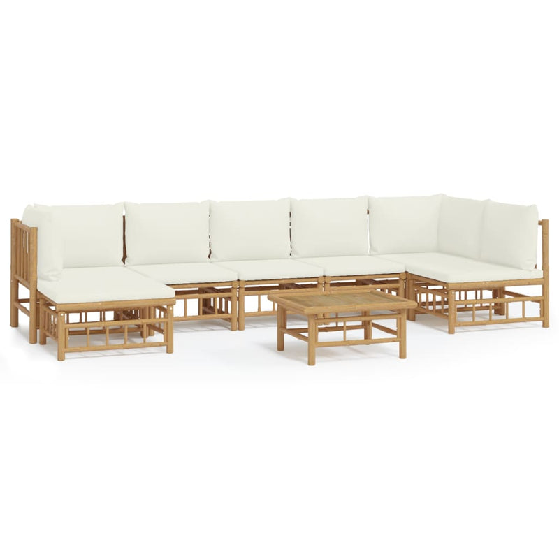 8_Piece_Garden_Lounge_Set_with_Cream_White_Cushions__Bamboo_IMAGE_2_EAN:8720845745349