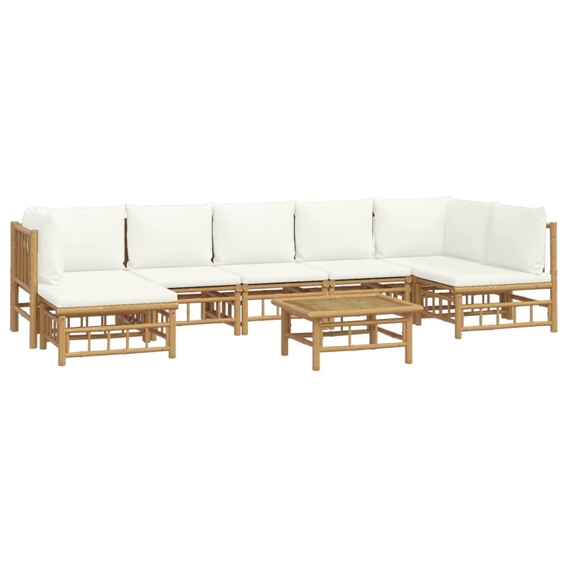 8_Piece_Garden_Lounge_Set_with_Cream_White_Cushions__Bamboo_IMAGE_3_EAN:8720845745349