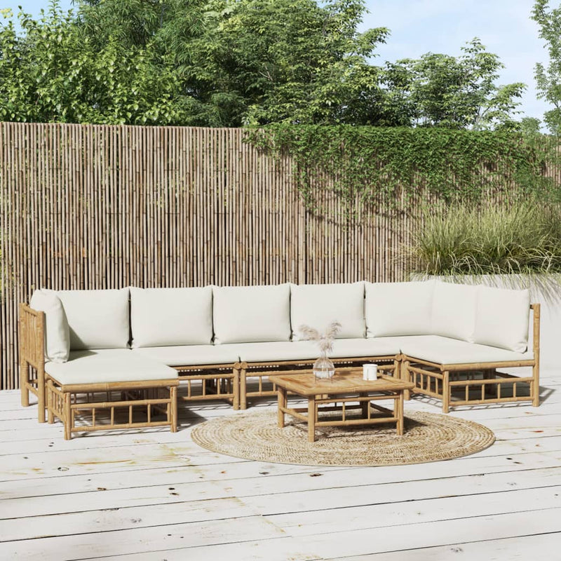 8_Piece_Garden_Lounge_Set_with_Cream_White_Cushions__Bamboo_IMAGE_1_EAN:8720845745349