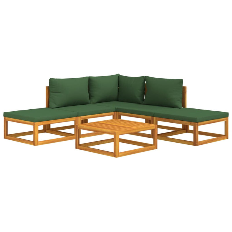 6_Piece_Garden_Lounge_Set_with_Green_Cushions_Solid_Wood_IMAGE_3_EAN:8720845746353