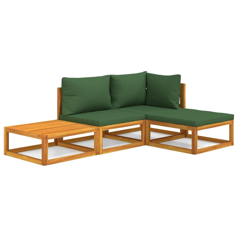 4_Piece_Garden_Lounge_Set_with_Green_Cushions_Solid_Wood_IMAGE_2_EAN:8720845746360
