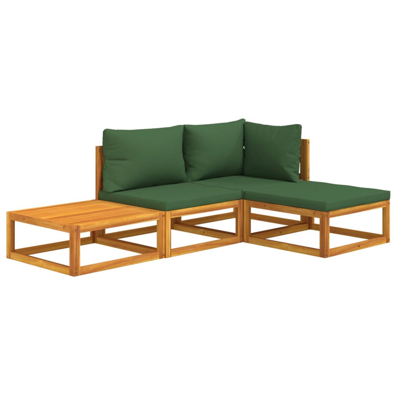 4_Piece_Garden_Lounge_Set_with_Green_Cushions_Solid_Wood_IMAGE_3_EAN:8720845746360