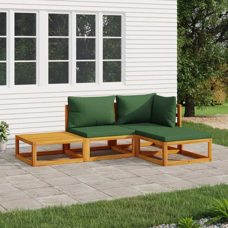 4_Piece_Garden_Lounge_Set_with_Green_Cushions_Solid_Wood_IMAGE_1_EAN:8720845746360