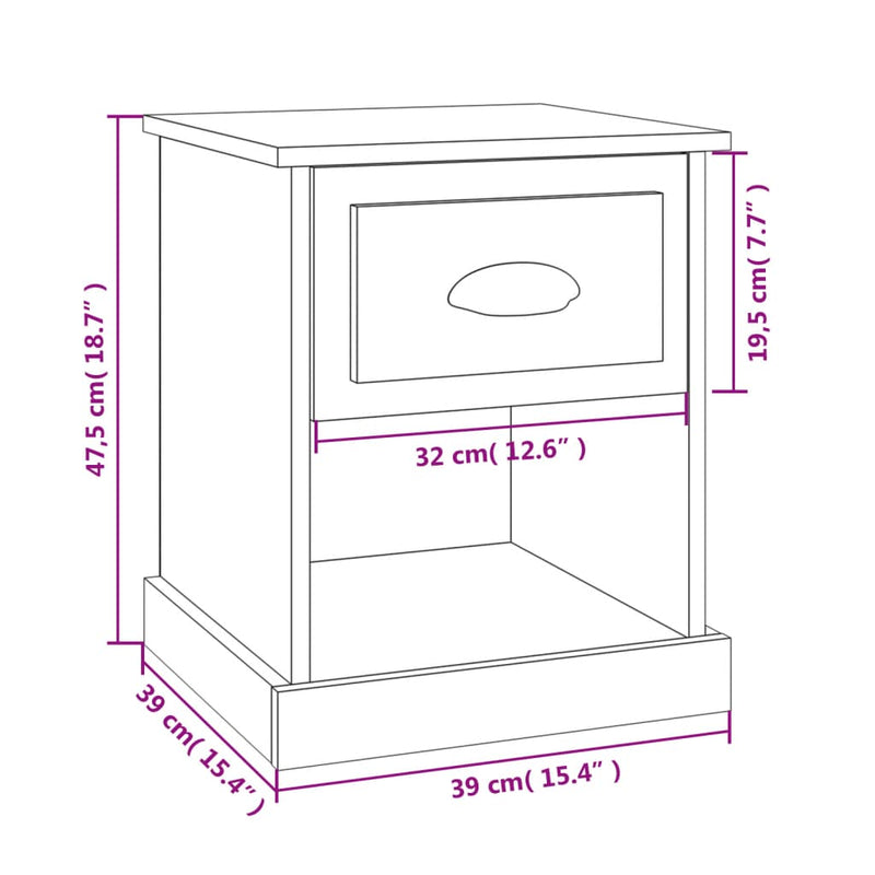 Bedside Cabinets 2 pcs White 39x39x47.5 cm Engineered Wood