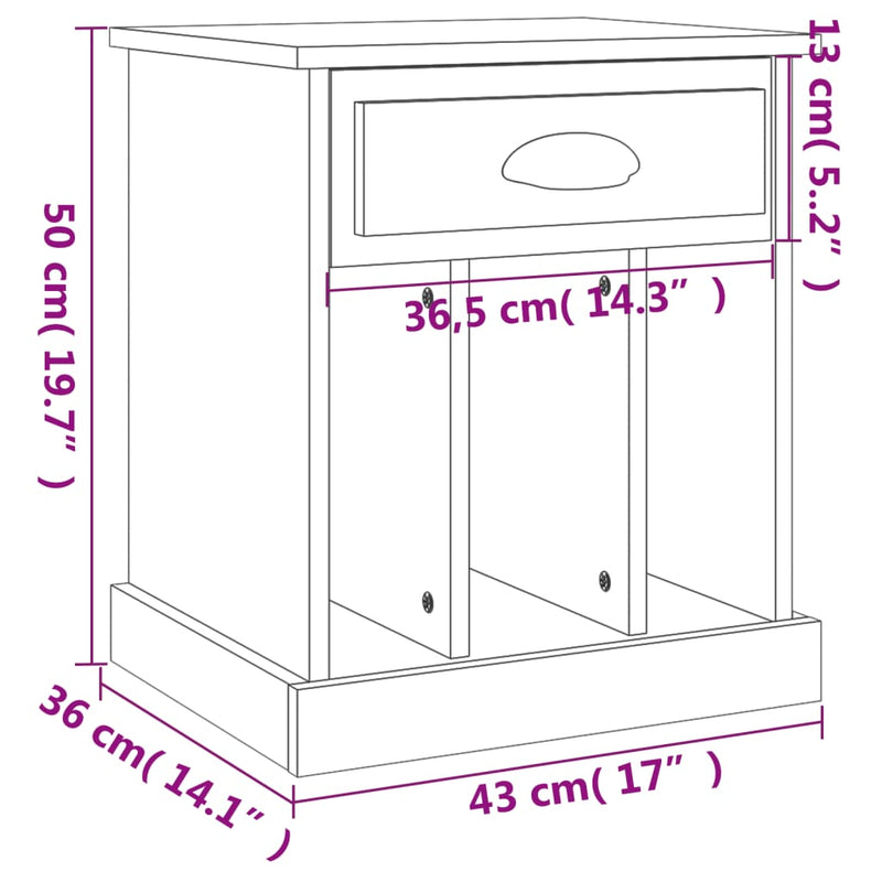 Bedside Cabinets 2 pcs Brown Oak 43x36x50 cm