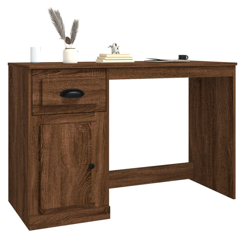 Desk with Drawer Brown Oak 115x50x75 cm Engineered Wood