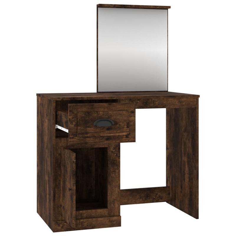 Dressing Table with Mirror Smoked Oak 90x50x132.5 cm Engineered Wood