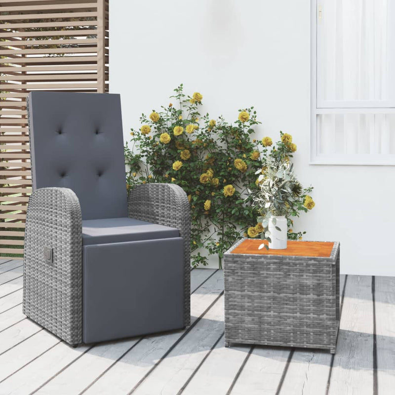 2 Piece Garden Lounge Set Grey Poly Rattan&Solid Wood Acacia