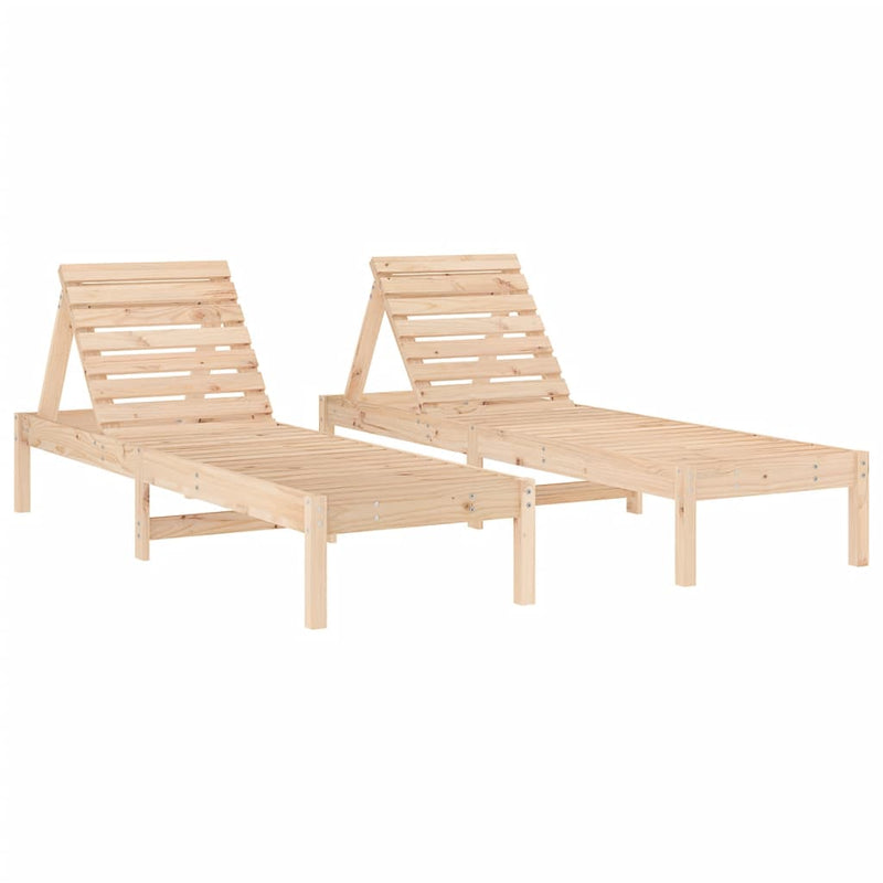 Sun Loungers 2 pcs with Table Solid Wood Pine