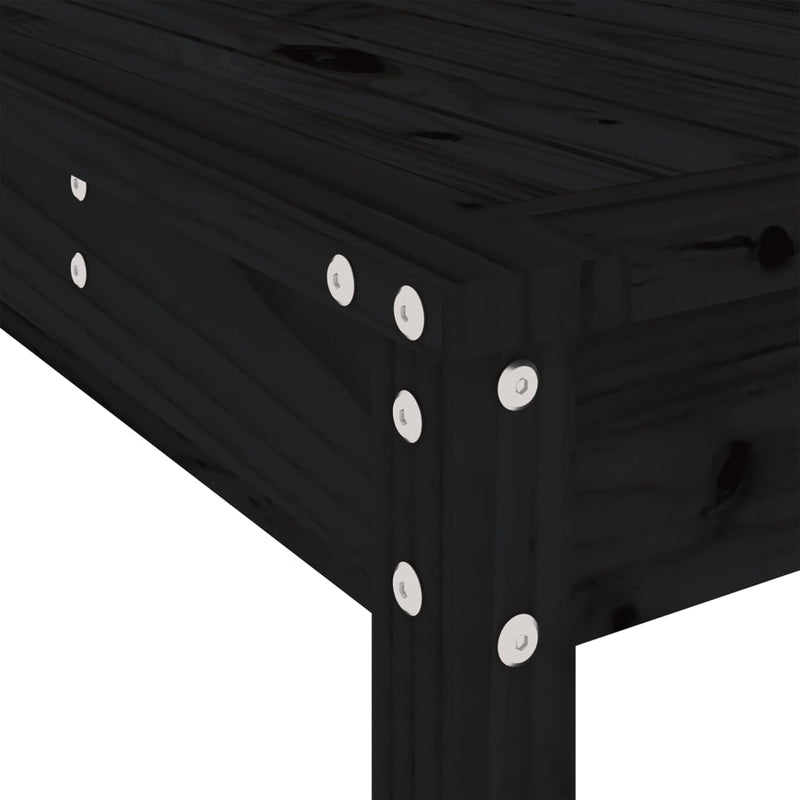 3 Piece Garden Bar Set Black Solid Wood Pine