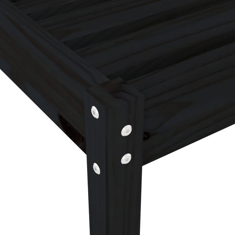 Sun Lounger Black 199.5x60x74 cm Solid Wood Pine