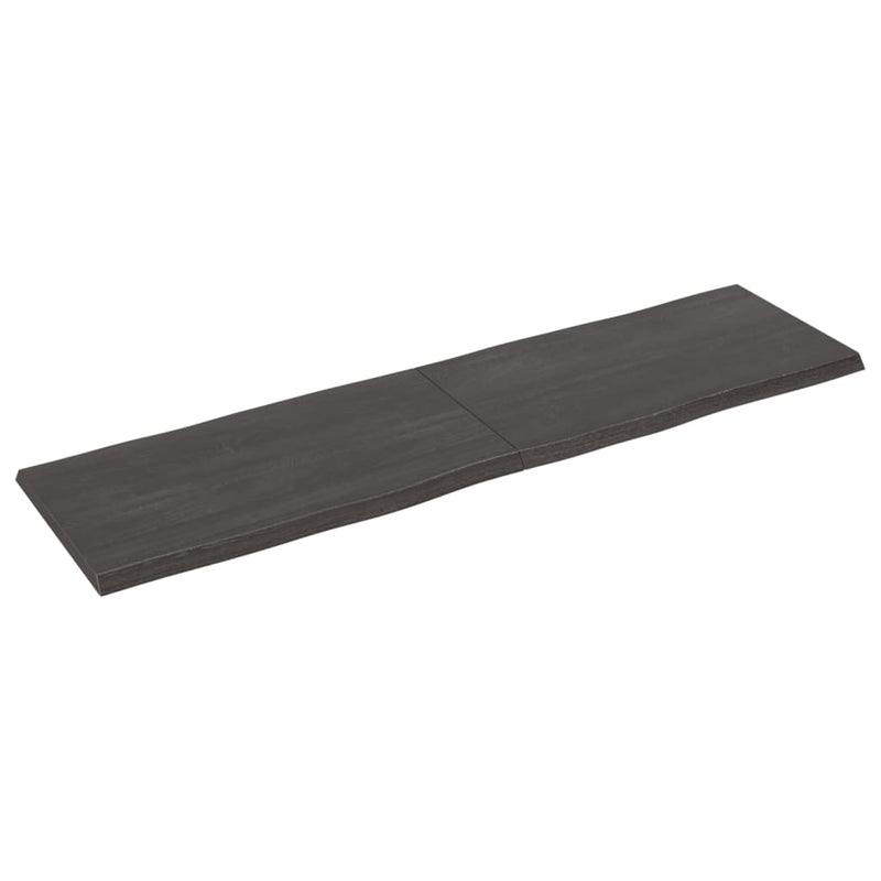 Table Top Dark Grey 180x50x4 cm Treated Solid Wood Oak Live Edge