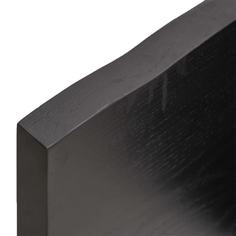 Table Top Dark Grey 180x50x4 cm Treated Solid Wood Oak Live Edge
