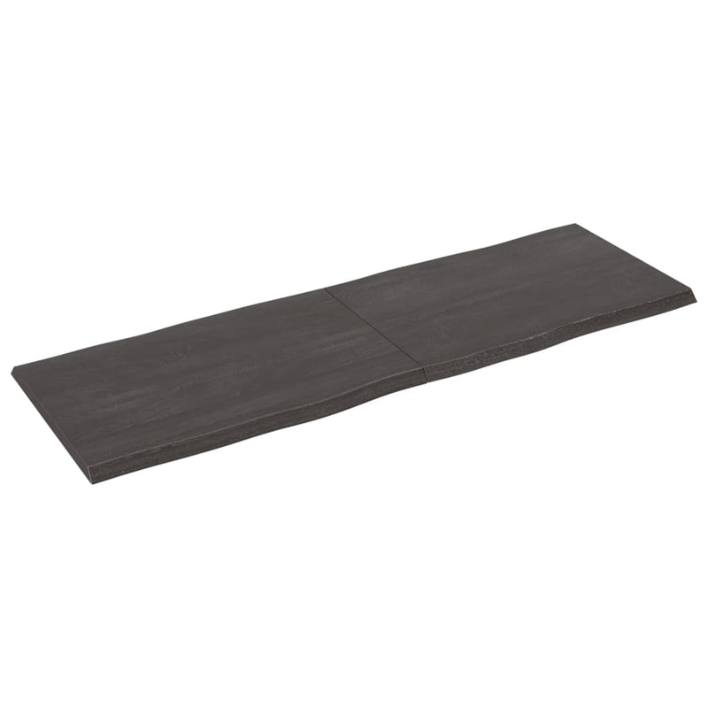 Table Top Dark Grey 180x60x4 cm Treated Solid Wood Oak Live Edge