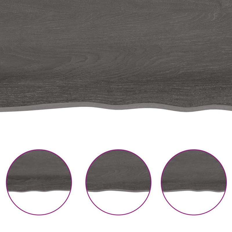 Table Top Dark Grey 180x60x4 cm Treated Solid Wood Oak Live Edge