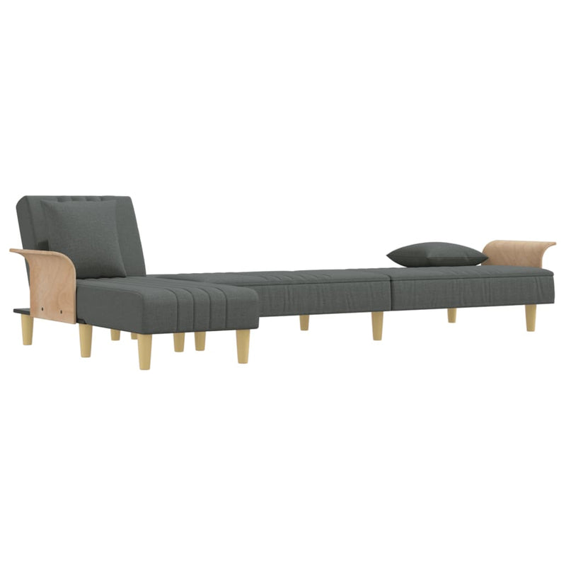 L-shaped Sofa Bed Dark Grey 279x140x70 cm Fabric