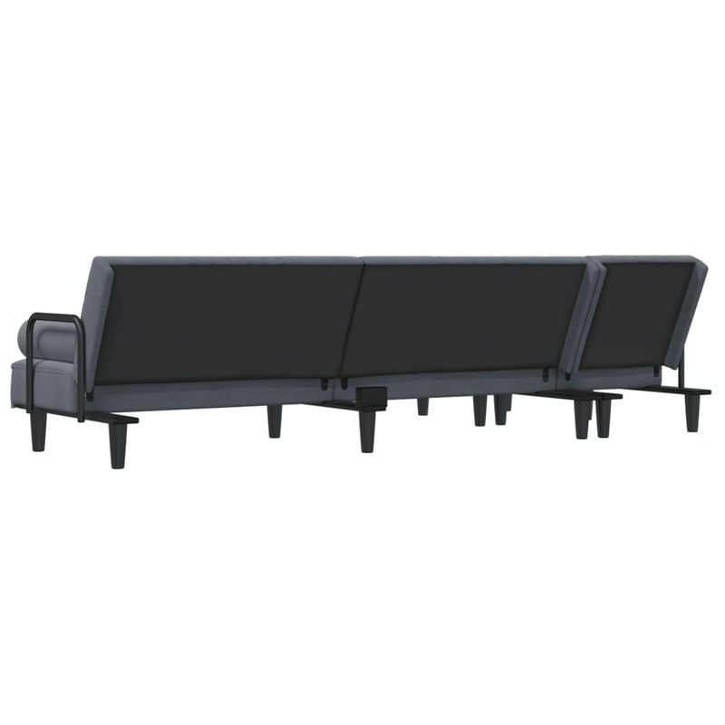 L-shaped Sofa Bed Dark Grey 260x140x70 cm Velvet