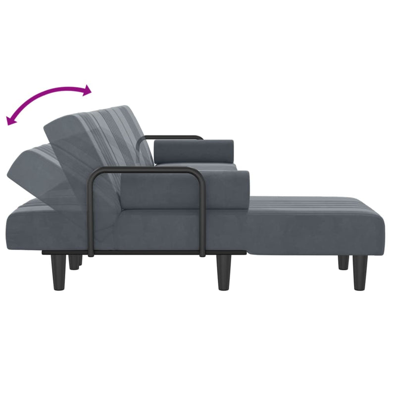 L-shaped Sofa Bed Dark Grey 260x140x70 cm Velvet