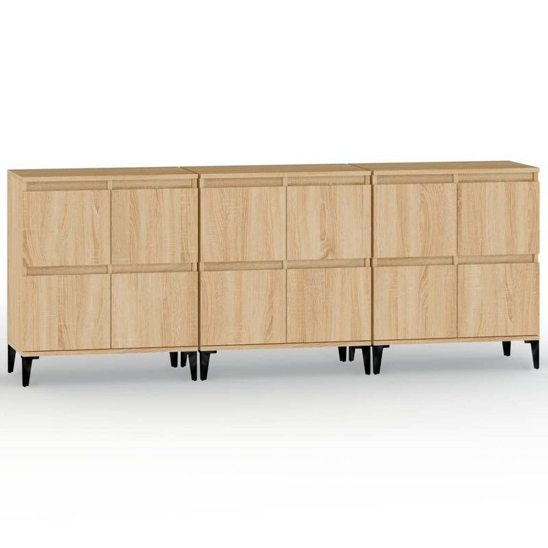 Sideboards 3 pcs Sonoma Oak 60x35x70 cm Engineered Wood