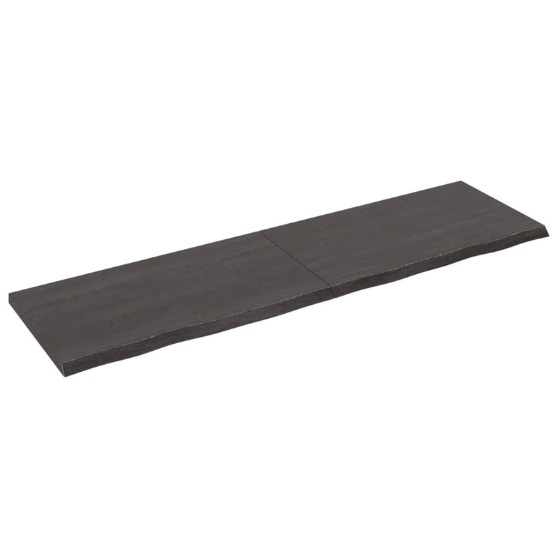Table Top Dark Grey 180x50x4 cm Treated Solid Wood Oak